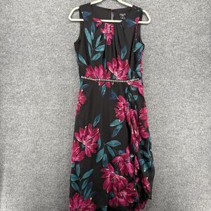 Alexa B Nites‎ Dress Womens 8 Black Floral Whimsical Cocktail Evening Feminine